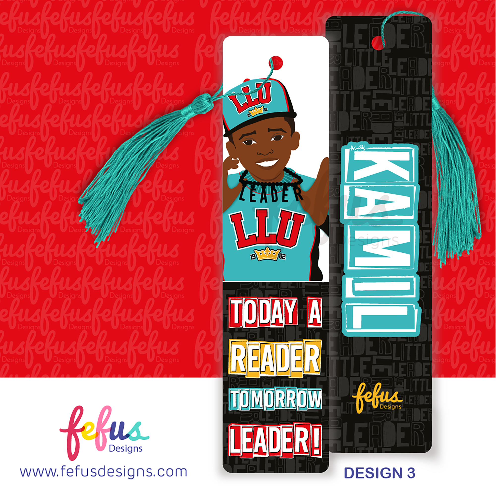 Personalised Boys Bookmark by Fefus Designs