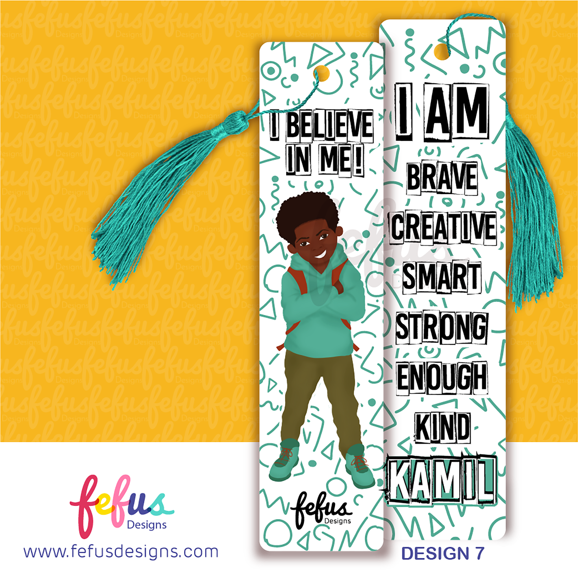 Personalised Boys Bookmark by Fefus Designs