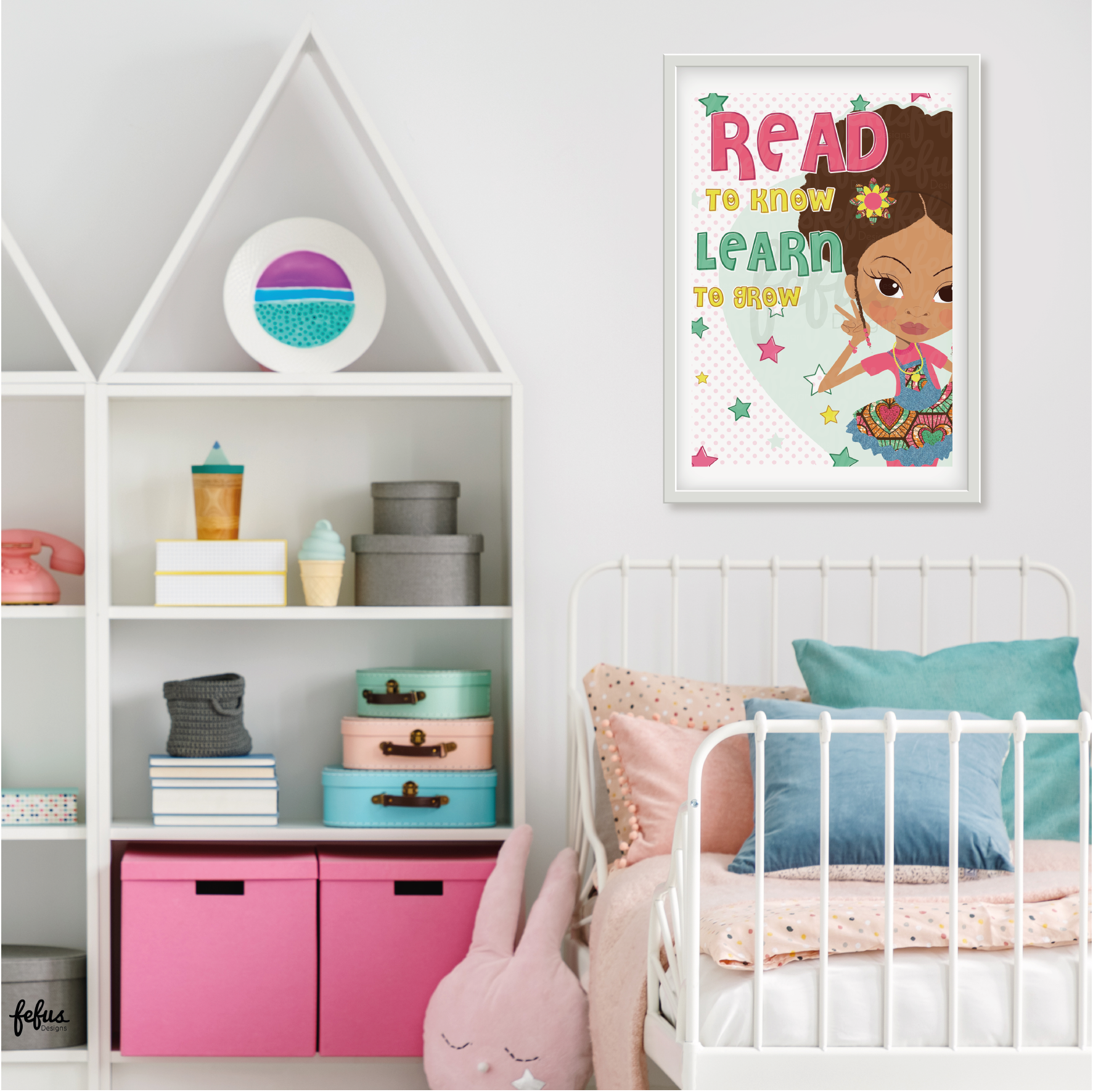 Yasmin - Puff Girl - Read To Know Wall art | Fefus Designs