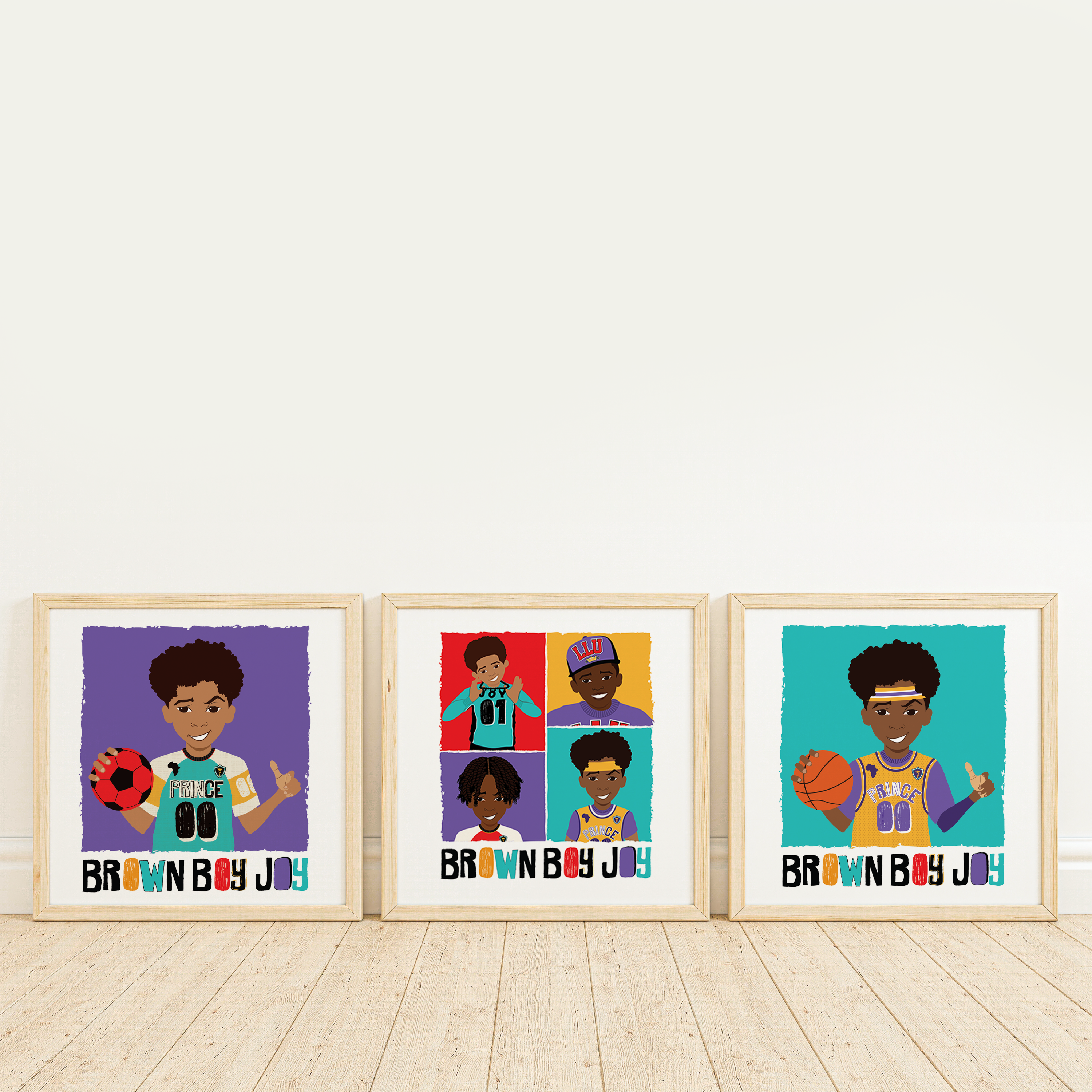 4 BROWN BOY JOY Wall Art | Fefus Designs
