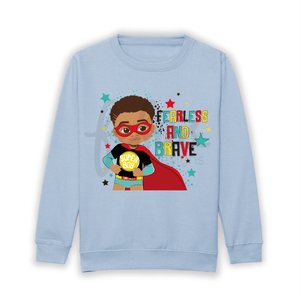 A vibrant and unique Mixed-Race and Brown Boys Superhero Sweatshirt, celebrating diversity and individuality. Perfect for all occasions, sparking creativity and confidence in your little hero. Join the movement and empower your little king to shine with pride!
