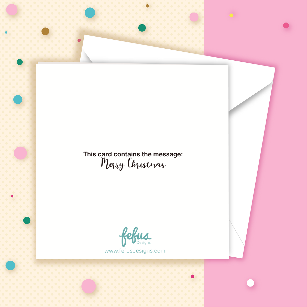 Additional view of a Fefus Designs Christmas card featuring a Black girl Afro Princess with festive decorations in her Afro.