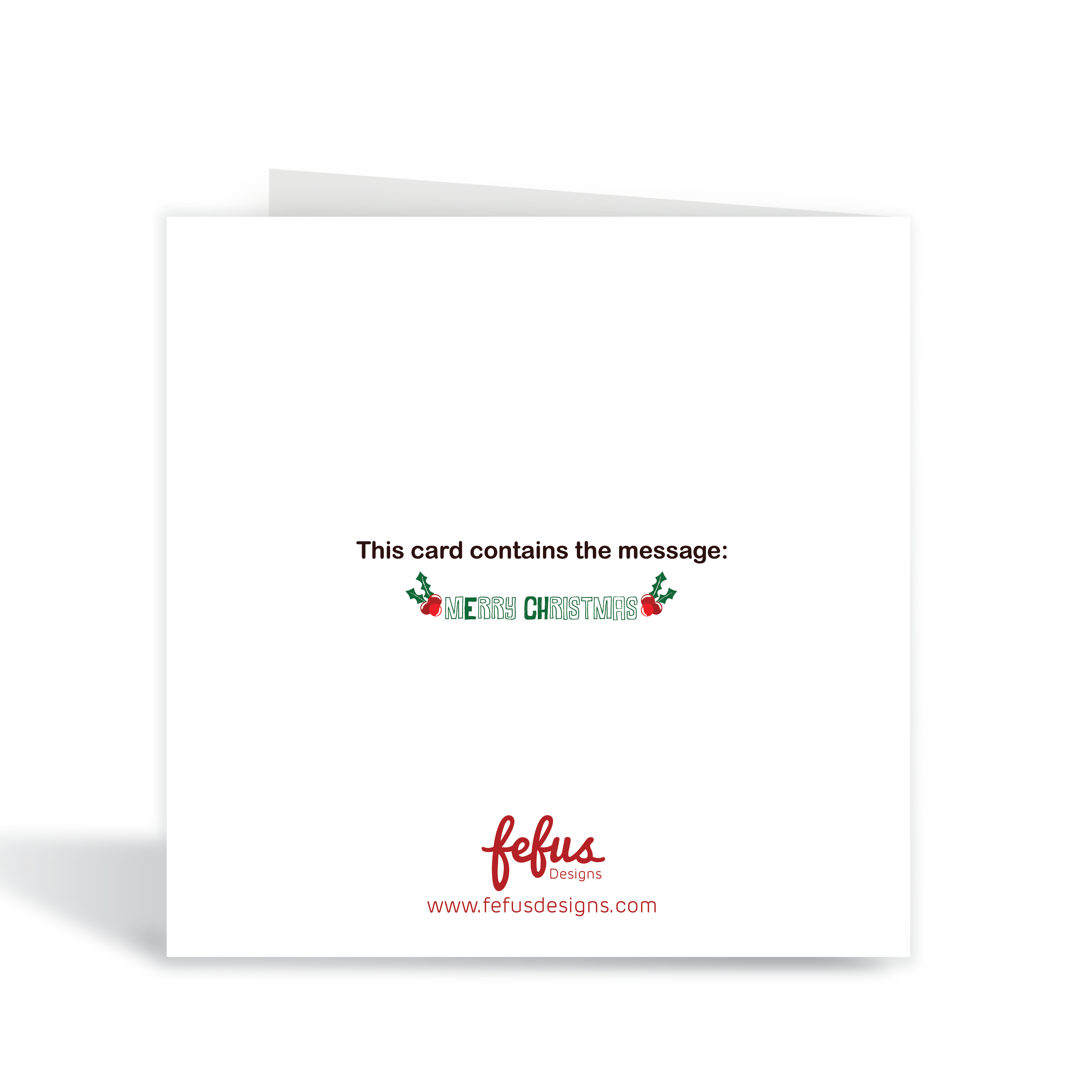 Fefus Designs branding on diverse kids holiday greeting card – Kane character series. Hand-drawn Christmas card featuring a biracial boy, perfect for spreading inclusive holiday cheer to children.