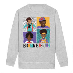 Brown Boy Joy Sweatshirt: Cute and Colourful Kids' Apparel by Fefus Designs