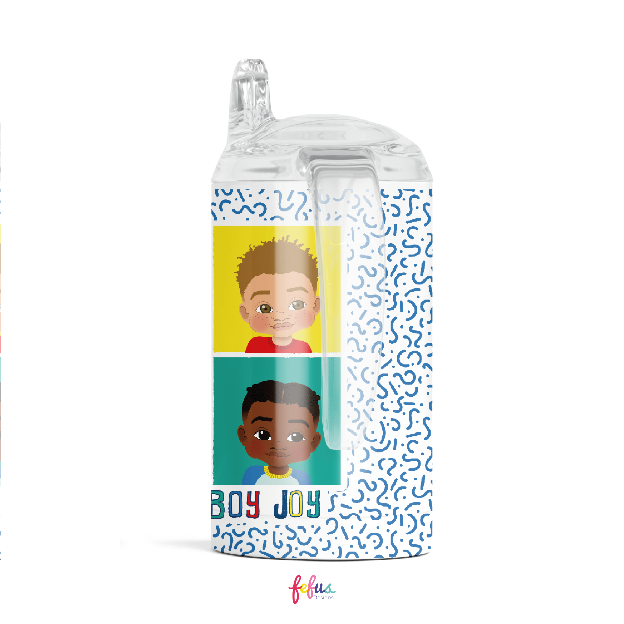 Four Brown Baby Boy Joy - Tumbler With Sippy Lid | Fefus Designs