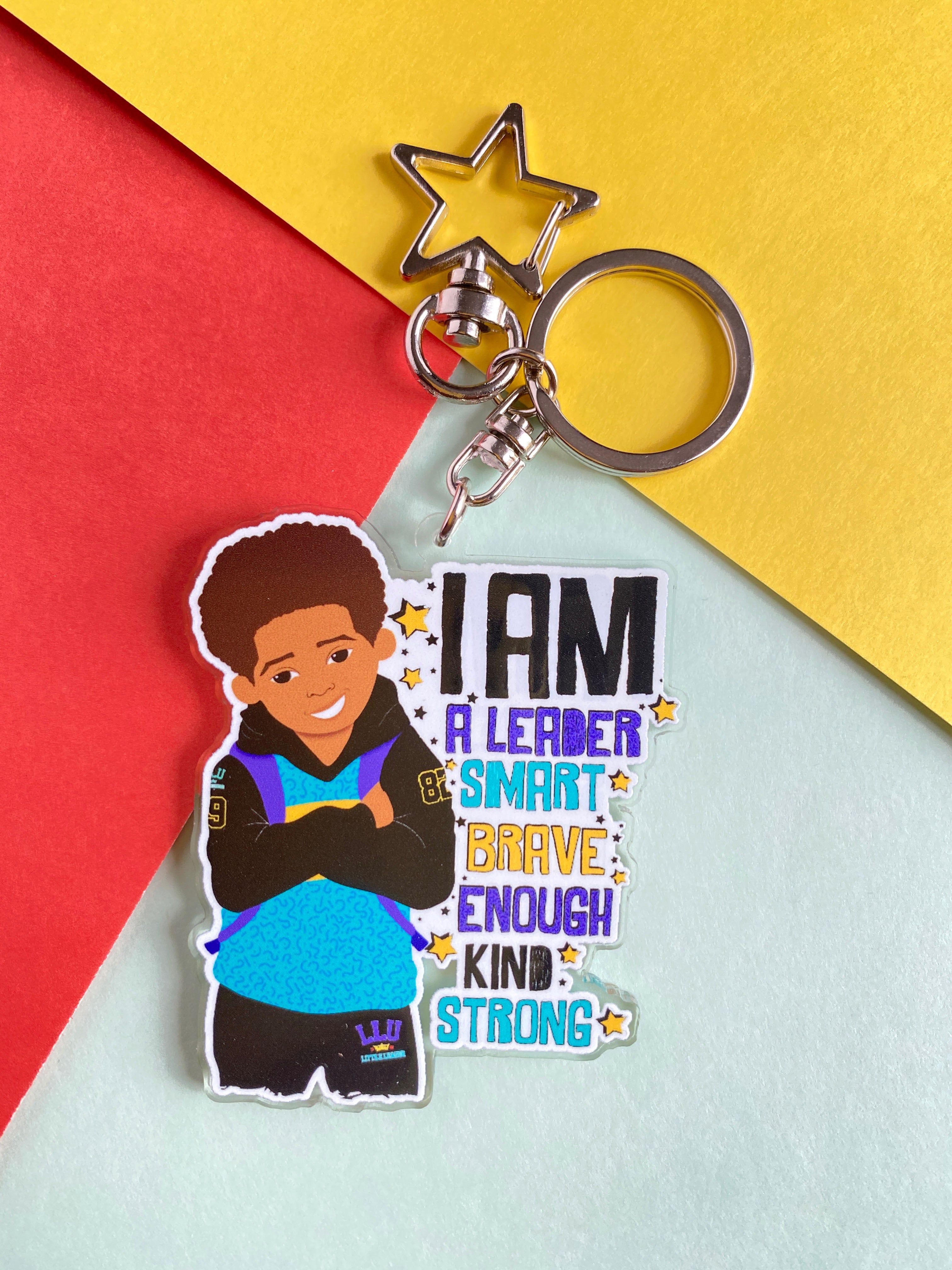 Niles - Brown Boy Joy Affirmation Keyring/ Bag Charm | Fefus Designs