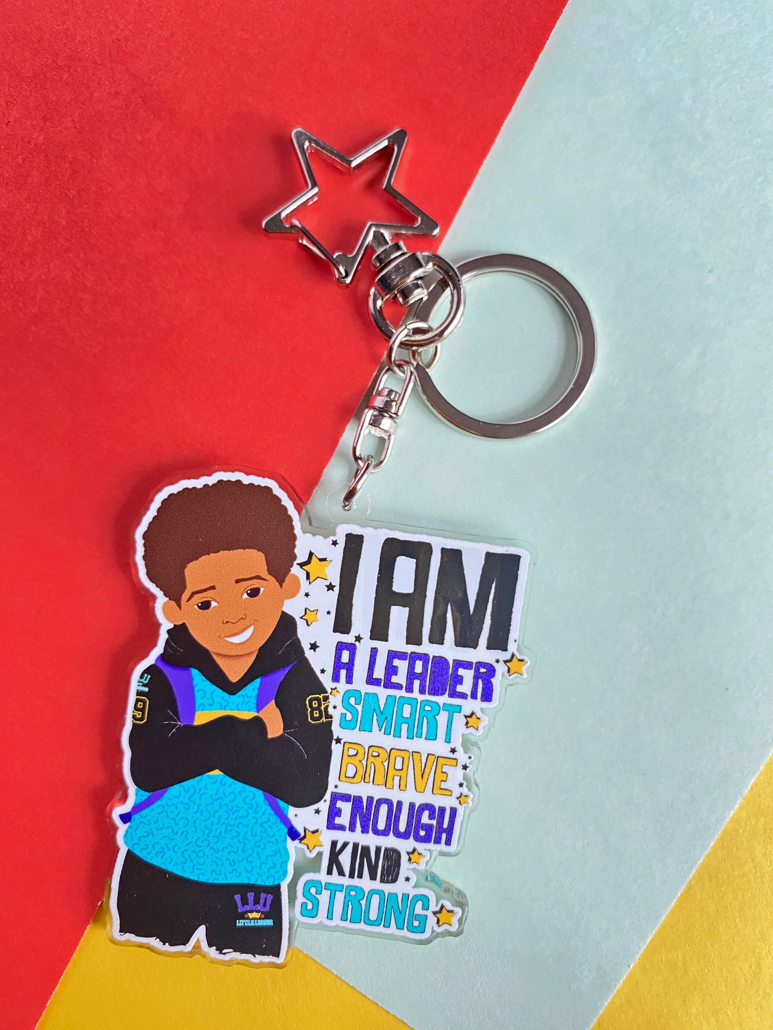 Niles - Brown Boy Joy Affirmation Keyring/ Bag Charm | Fefus Designs