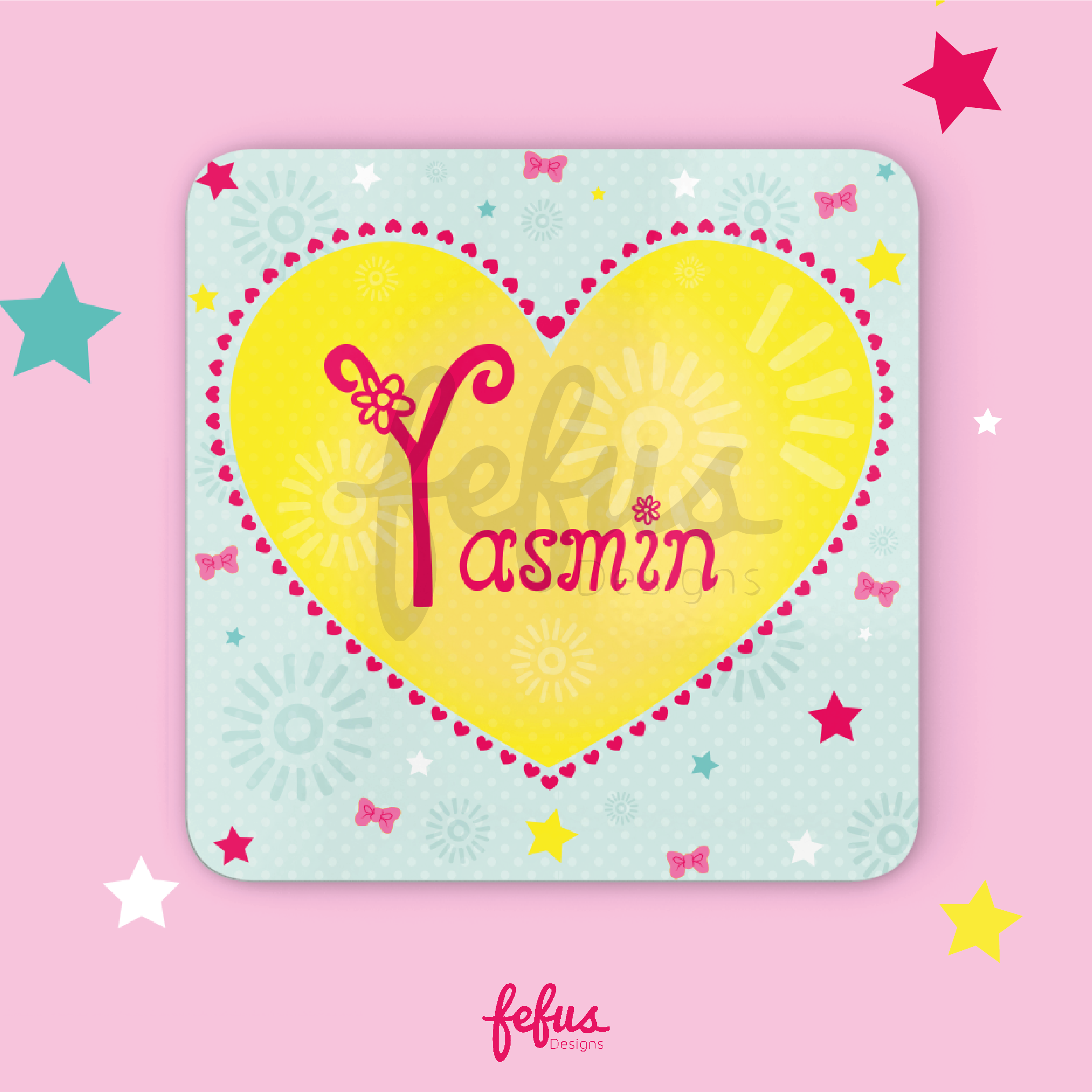 Personalised Bi-Racial Fairy Girl Placement & Coaster Set
