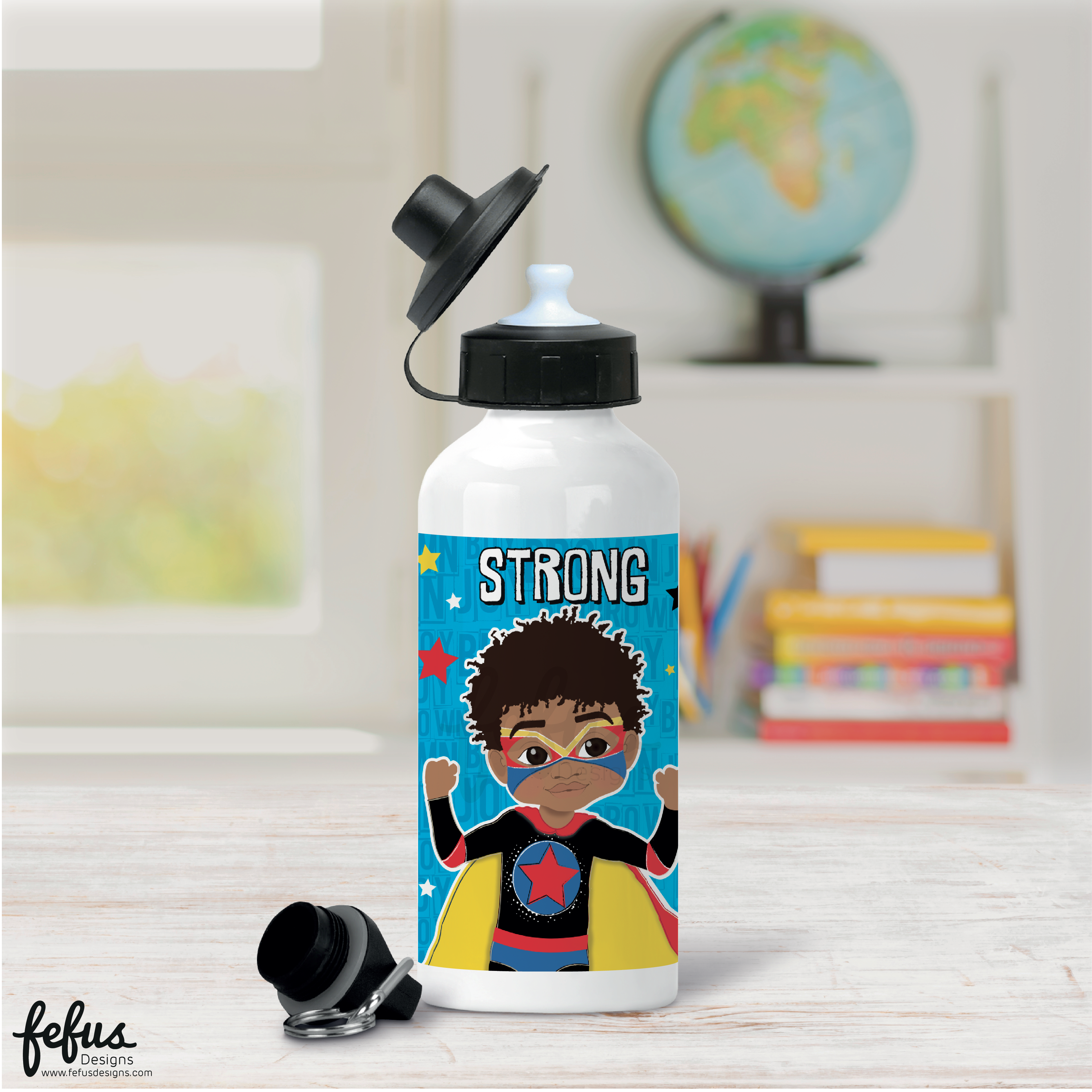 Melanin Boy Magic Aluminium Water Bottle | Fefus Designs