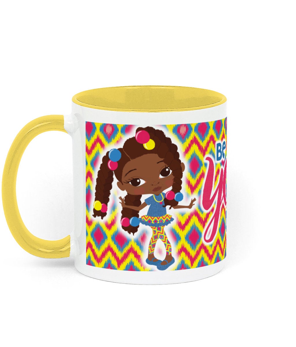 Little Afronista ceramic mug featuring Little Afronista illustration by Fefus Designs, illustrated by Fefus Designs.