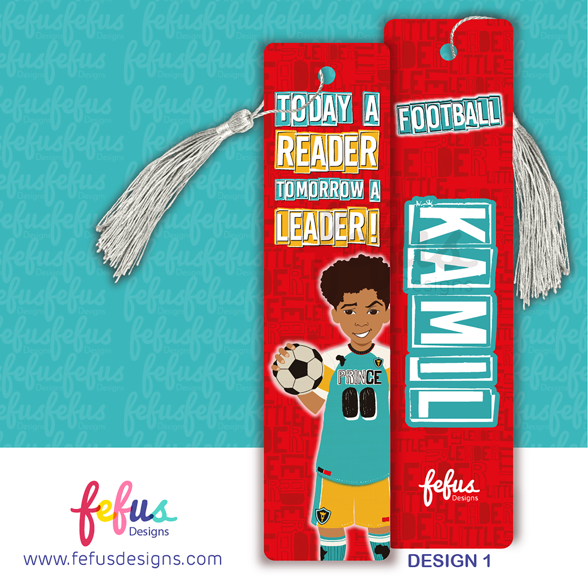 Personalised Boys Bookmark by Fefus Designs