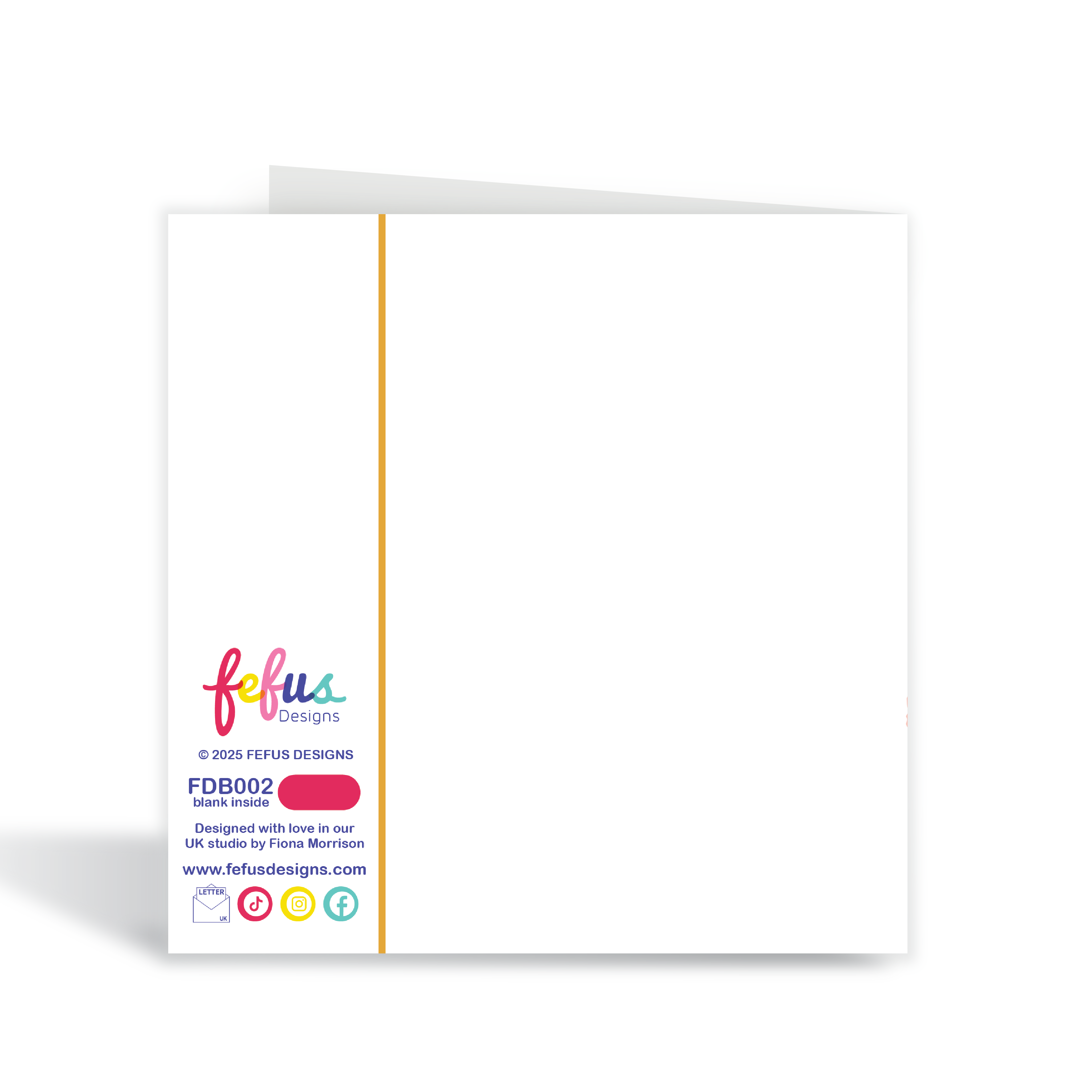 New baby black girls by Fefus Designs. Back view of Greeting card with 'fefus Designs' branding on a white background