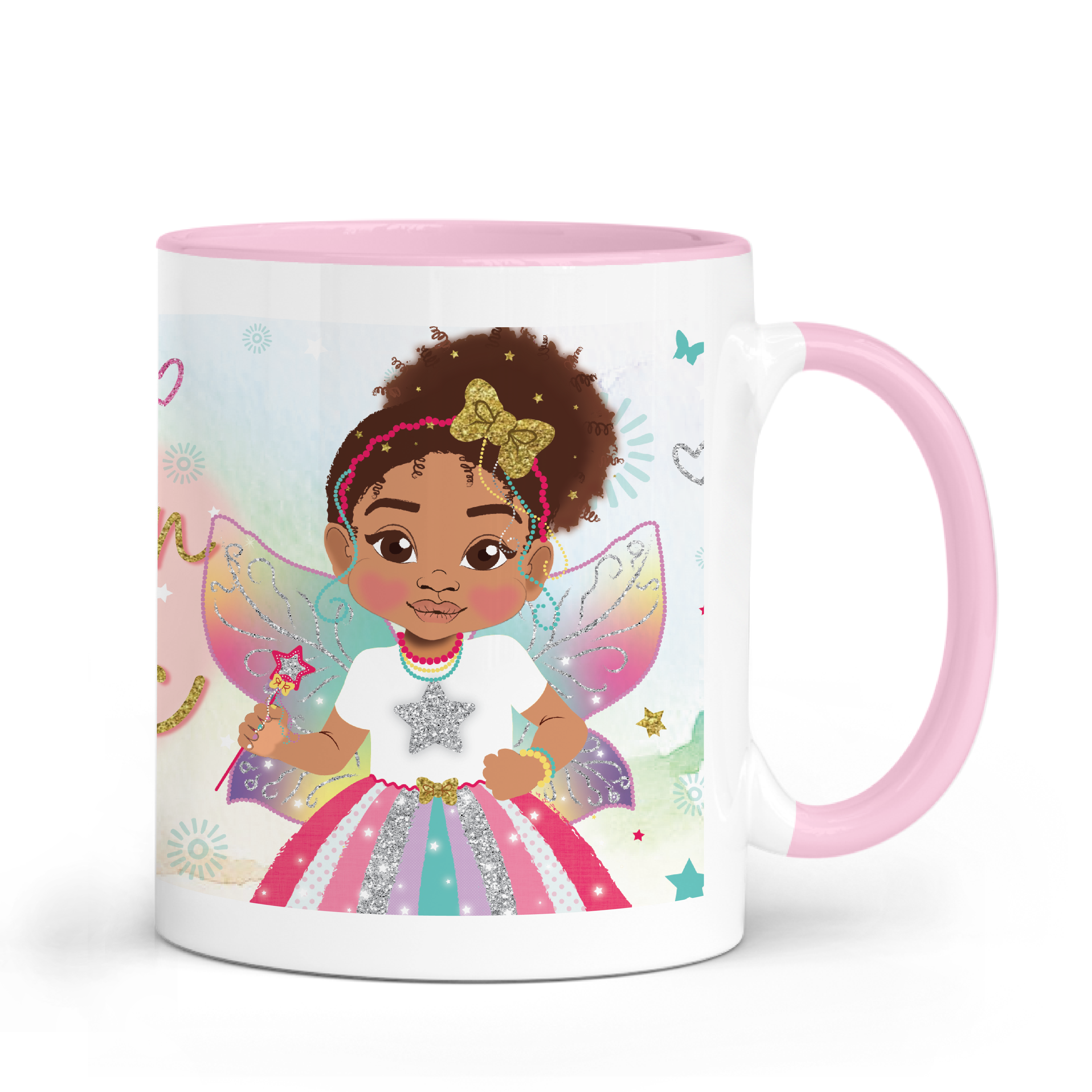 Biracial Fairy Girl Magic Ceramic Mug | Empowering Girls Gift | FEFUS DESIGNS