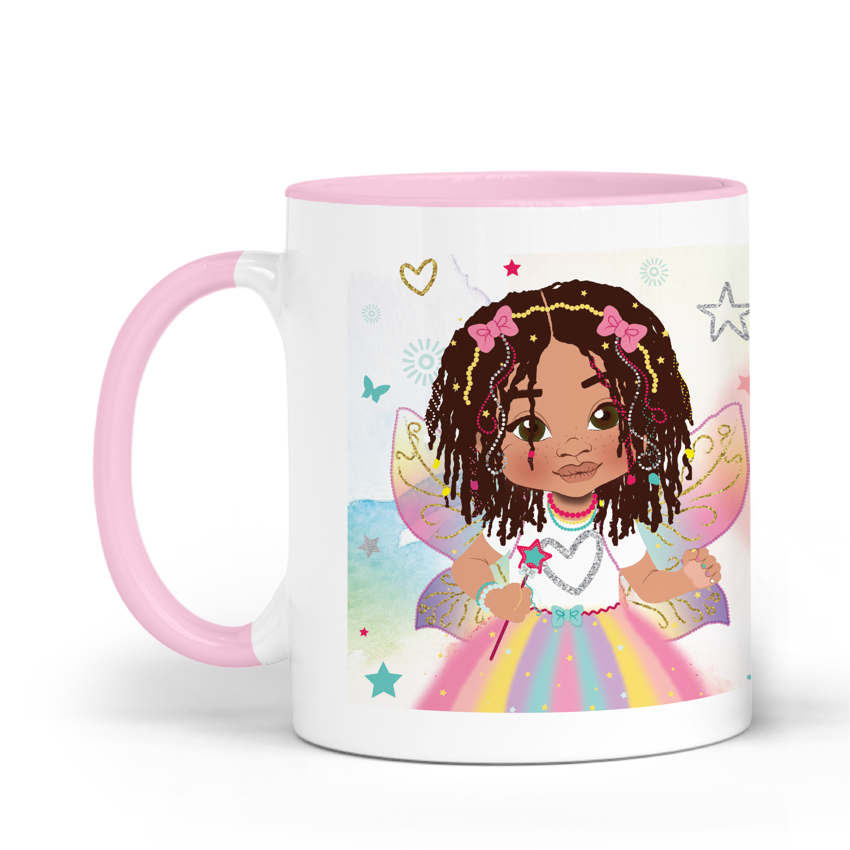 Biracial Fairy Girl Magic Ceramic Mug | Empowering Girls Gift | FEFUS DESIGNS