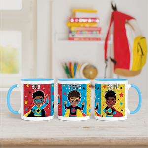 Melanin Boy Magic Mug | Superhero Gift for Boys | Unique Birthday & Christmas Gift | Fefus Designs