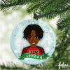 Personalised Black Boy Joy featuring Kyrese Christmas bauble by Fefus Designs, designed as a keepsake for the Christmas tree.