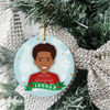 Personalised brown boy Christmas bauble by Fefus Designs.