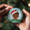 Personalised Black Boy Christmas Bauble | Fefus Designs