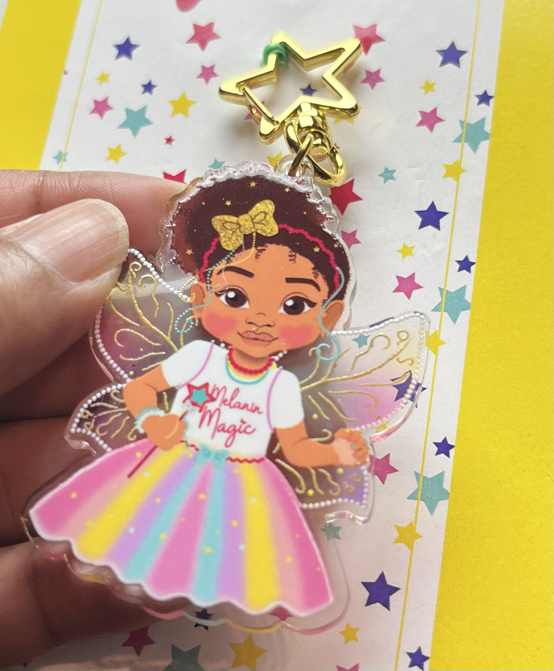 Mixed Race  Fairy Magic Keyring – Empowering Kids with Joyful Diversity! Perfect Bag Charm Gift | Fefus Designs