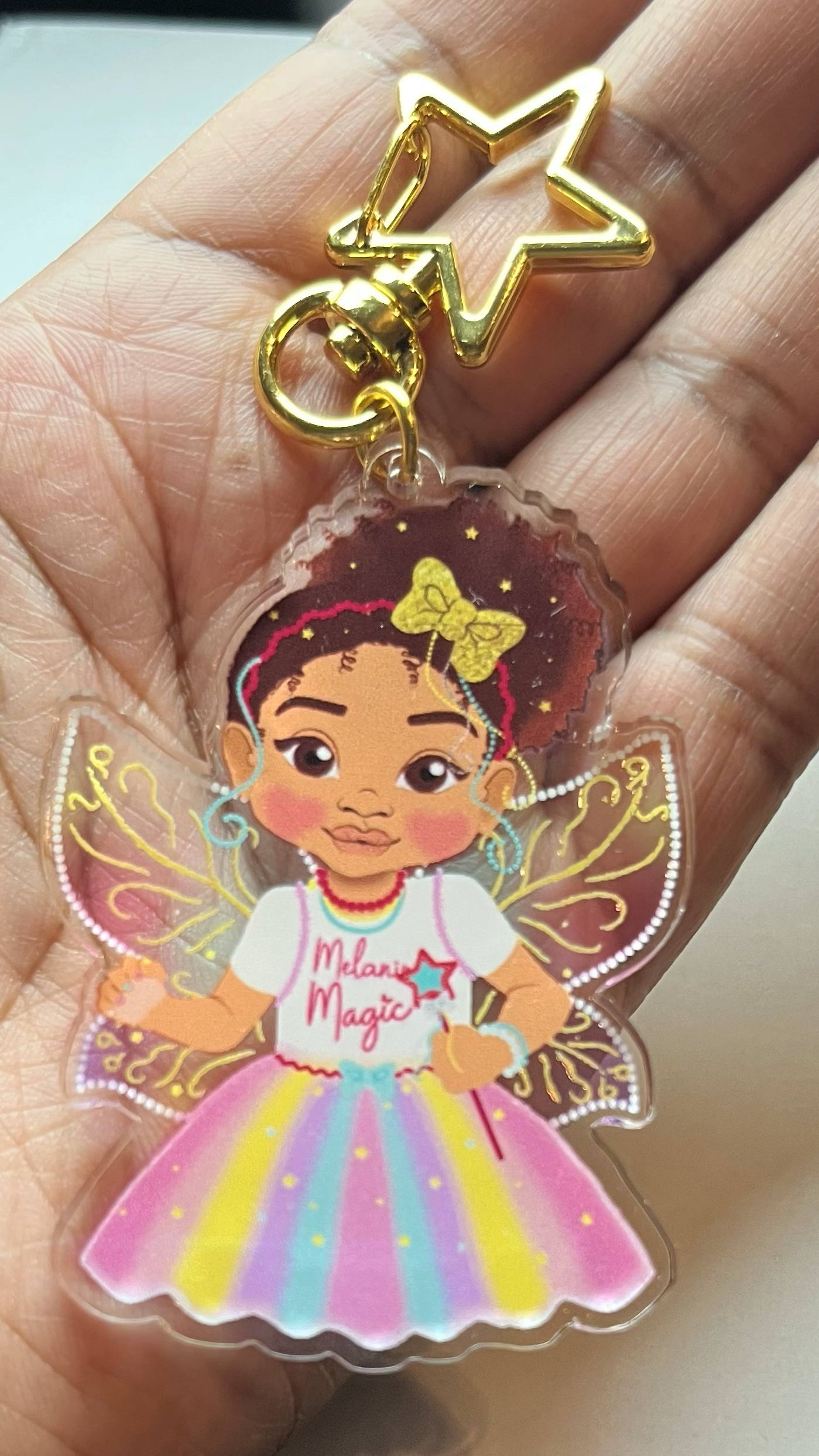 Mixed Race  Fairy Magic Keyring – Empowering Kids with Joyful Diversity! Perfect Bag Charm Gift | Fefus Designs