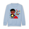 Load image into Gallery viewer, Elevate your little hero&#39;s style with our Black and Brown Boys Superhero Sweatshirt! Vibrant and exclusive, this statement piece celebrates diversity with hand-drawn artwork. Perfect for all occasions, this sweatshirt sparks creativity and confidence. Join the movement; order now and empower your little king to shine with pride! 🌈👑✨