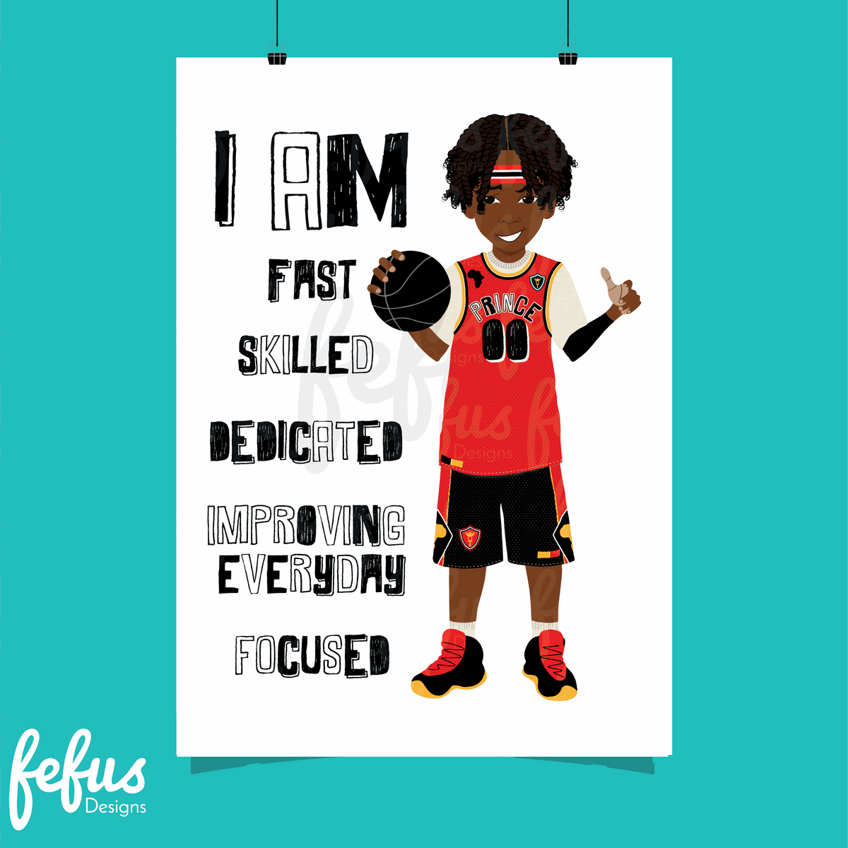 Kyrese - Boys BasketballI -Affirmation Wall Art | Fefus Designs