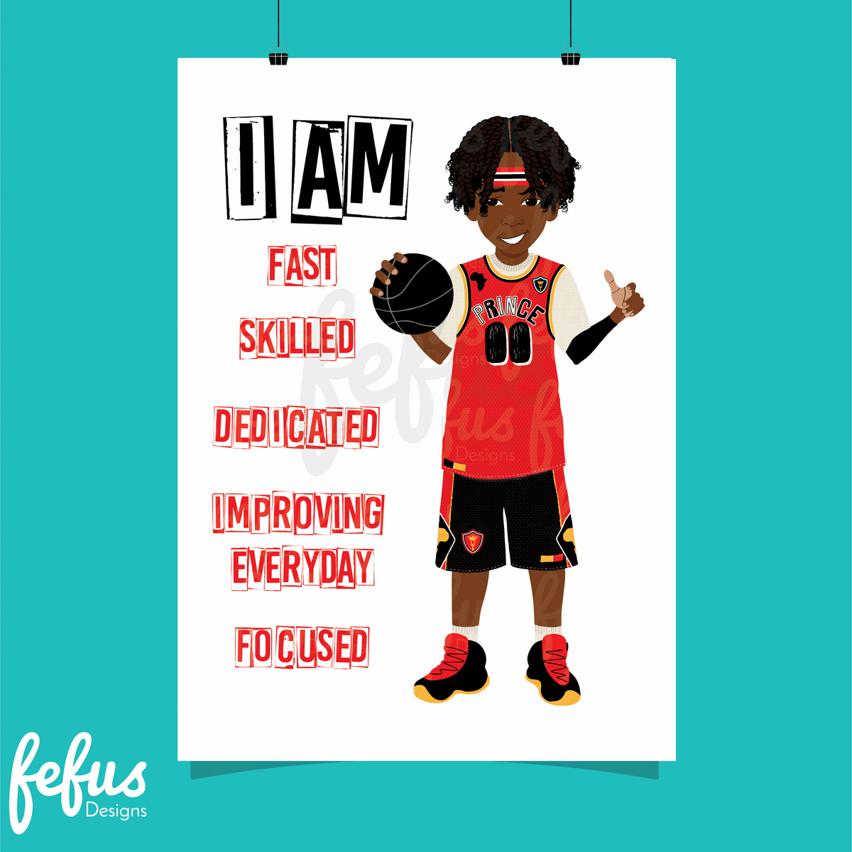 Kyrese- Boys BasketballI -Affirmation Wall Art | Fefus Designs