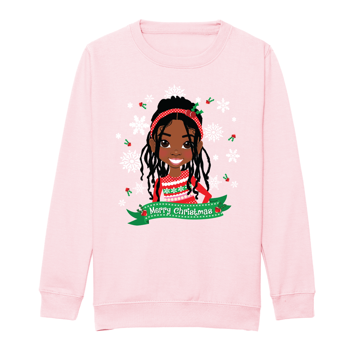 Black Rasta Girl Christmas Sweatshirt Holiday Jumper Fefus Designs