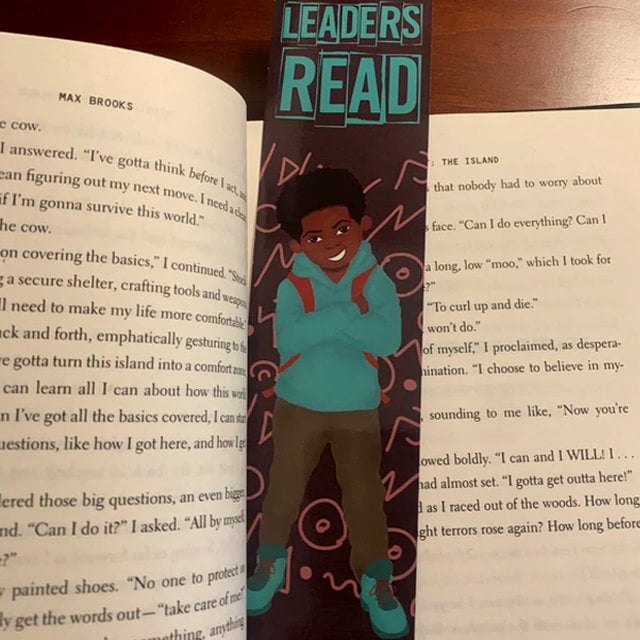Leaders Read Kids Bookmarks | Diverse Books | Gifts for Bookworms | Readers | Black Brown Boy Joy Art | Empowering Gifts for Boy | Fefus