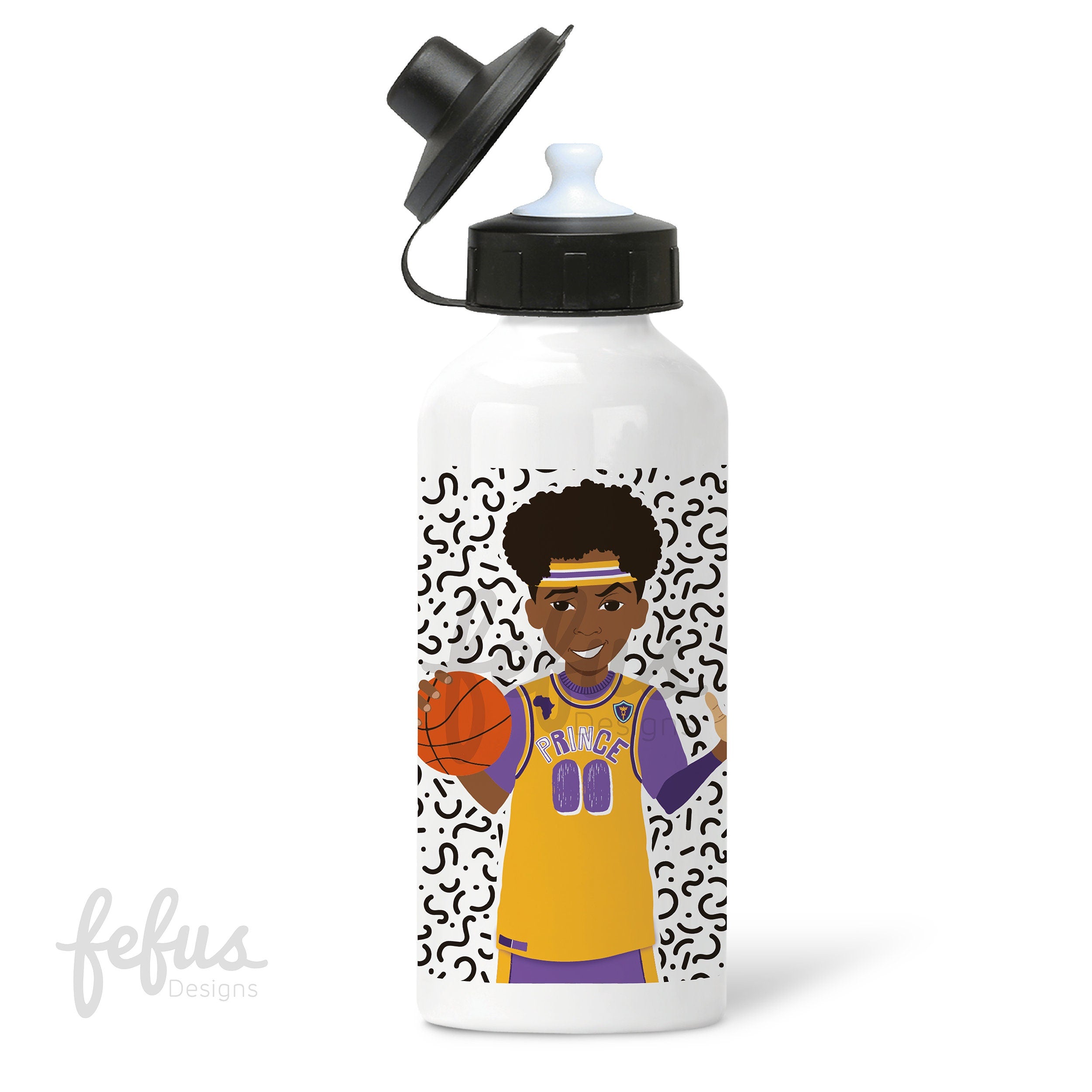 Boys Basketball Aluminium Water Bottle | Gifts for Black Boys | Back to school bottle | Sports bottle | Birthday | Christmas | Teenager gift