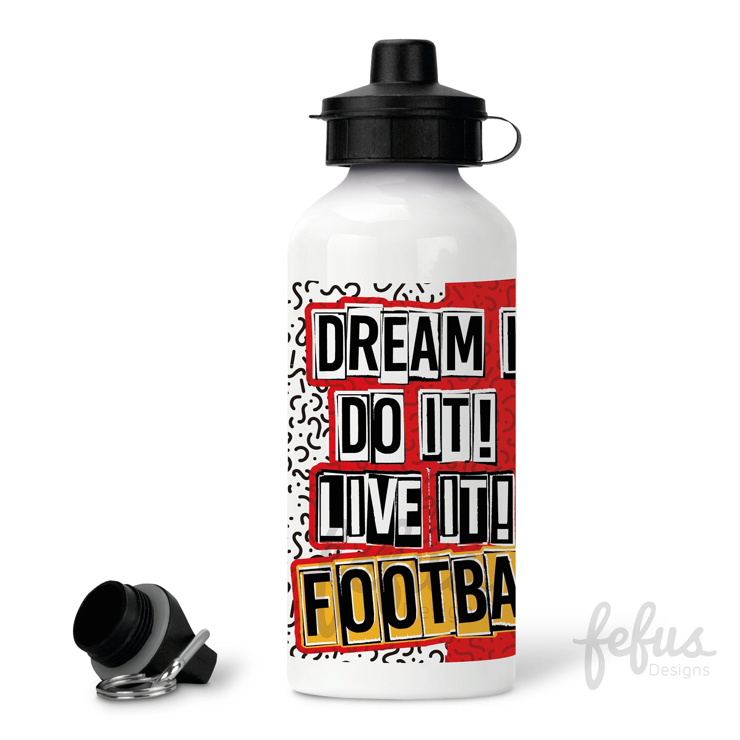 Boys Footballer Aluminium Water Bottle | Gifts for Mixed Race Boys | Back to school drinks bottle | Sports bottle | Birthday | Christmas
