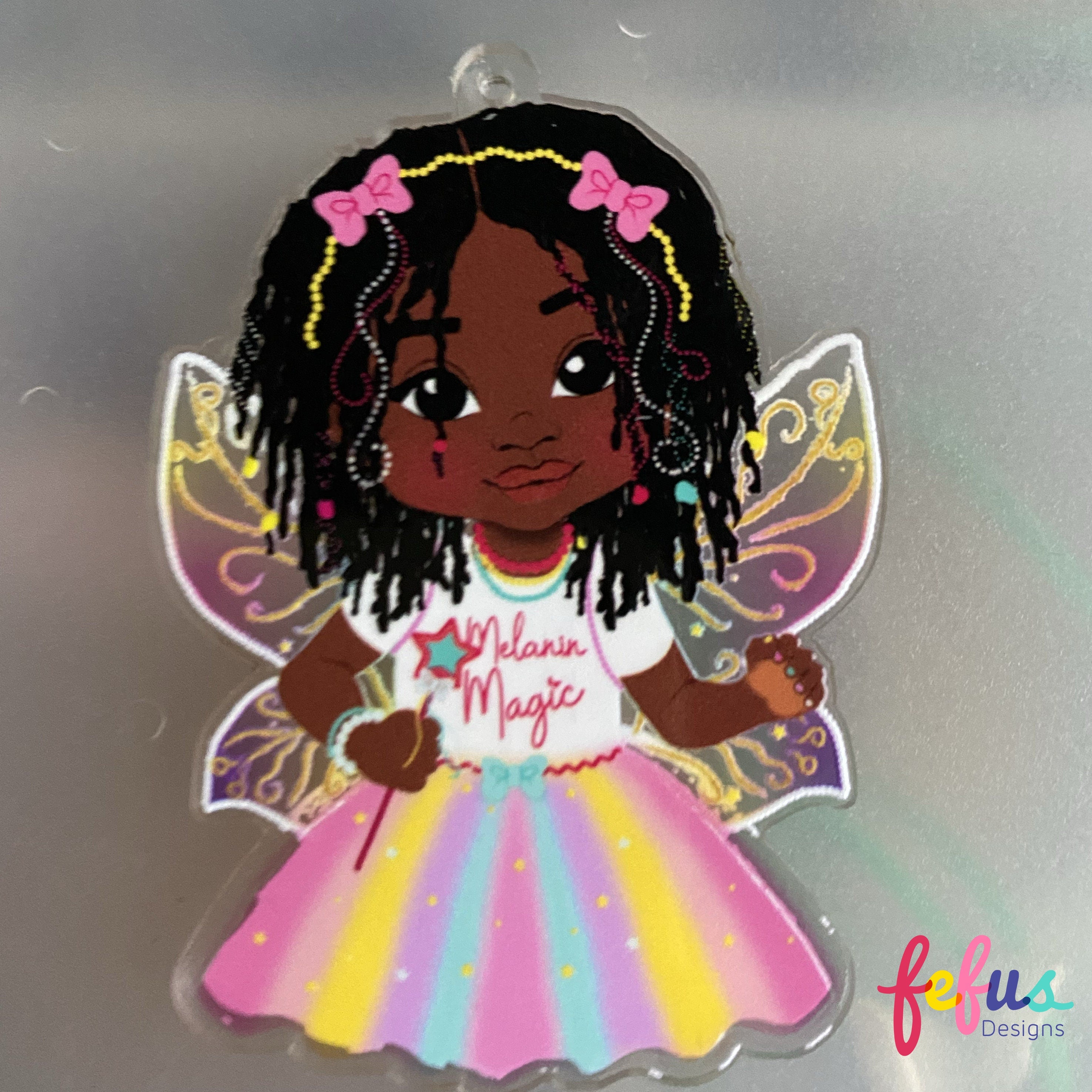 Rasta Fairy Magic Keyring – Empowering Kids with Joyful Diversity! Perfect Bag Charm Gift | Fefus Designs