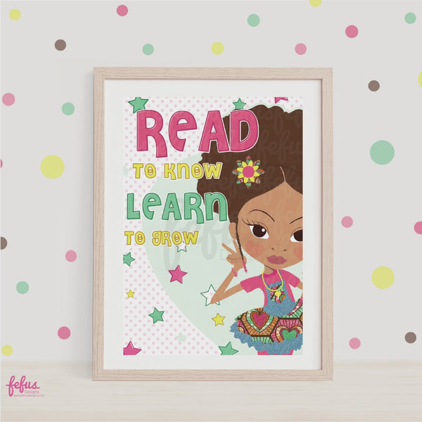 Yasmin - Puff Girl - Read To Know Wall art | Fefus Designs
