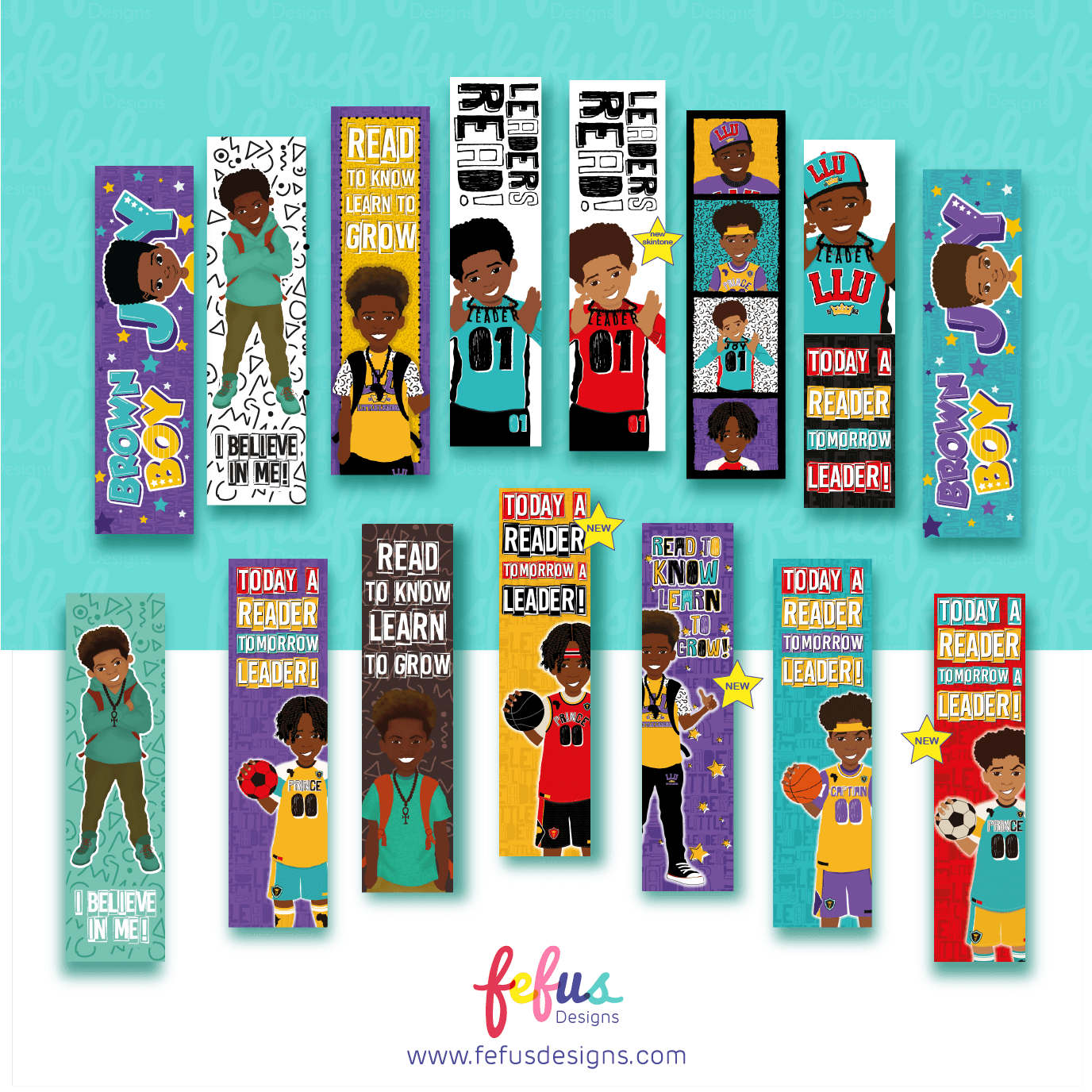 Niles - Leaders Read - Black Boys Bookmarks | Fefus designs