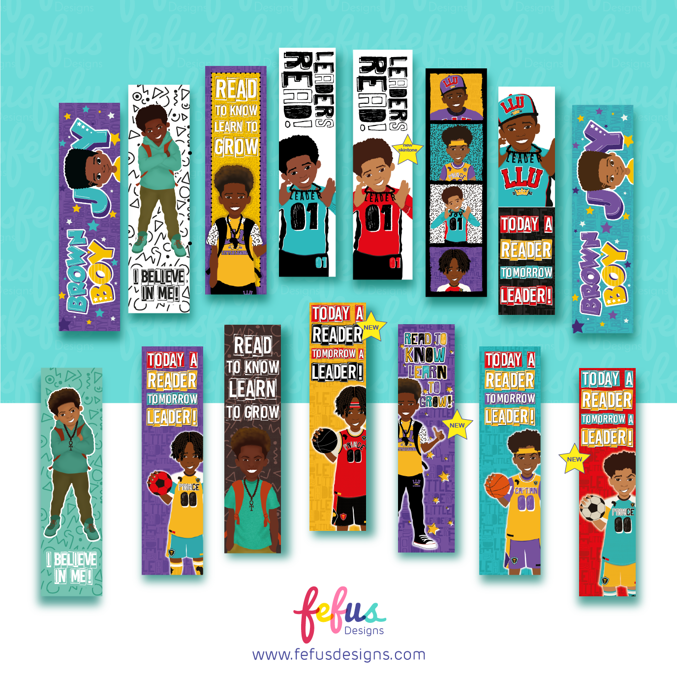 Jamal - Boys I Believe in me - Black kids Bookmarks | Fefus designs