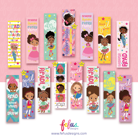 Georgie - Mixed Girl Magic - Black Girls Bookmarks | Fefus designs