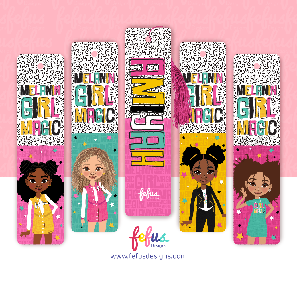 Girls Personalised Melanin Magic Bookmark | Fefus designs