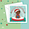 Load image into Gallery viewer, Snow Globe - Black Baby Boy&#39;s First Christmas Card | Fefus designs