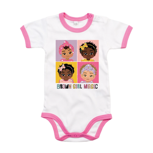 Four Brown Baby Girls - 2 tone Bodysuit - FDG30 | Fefus Designs