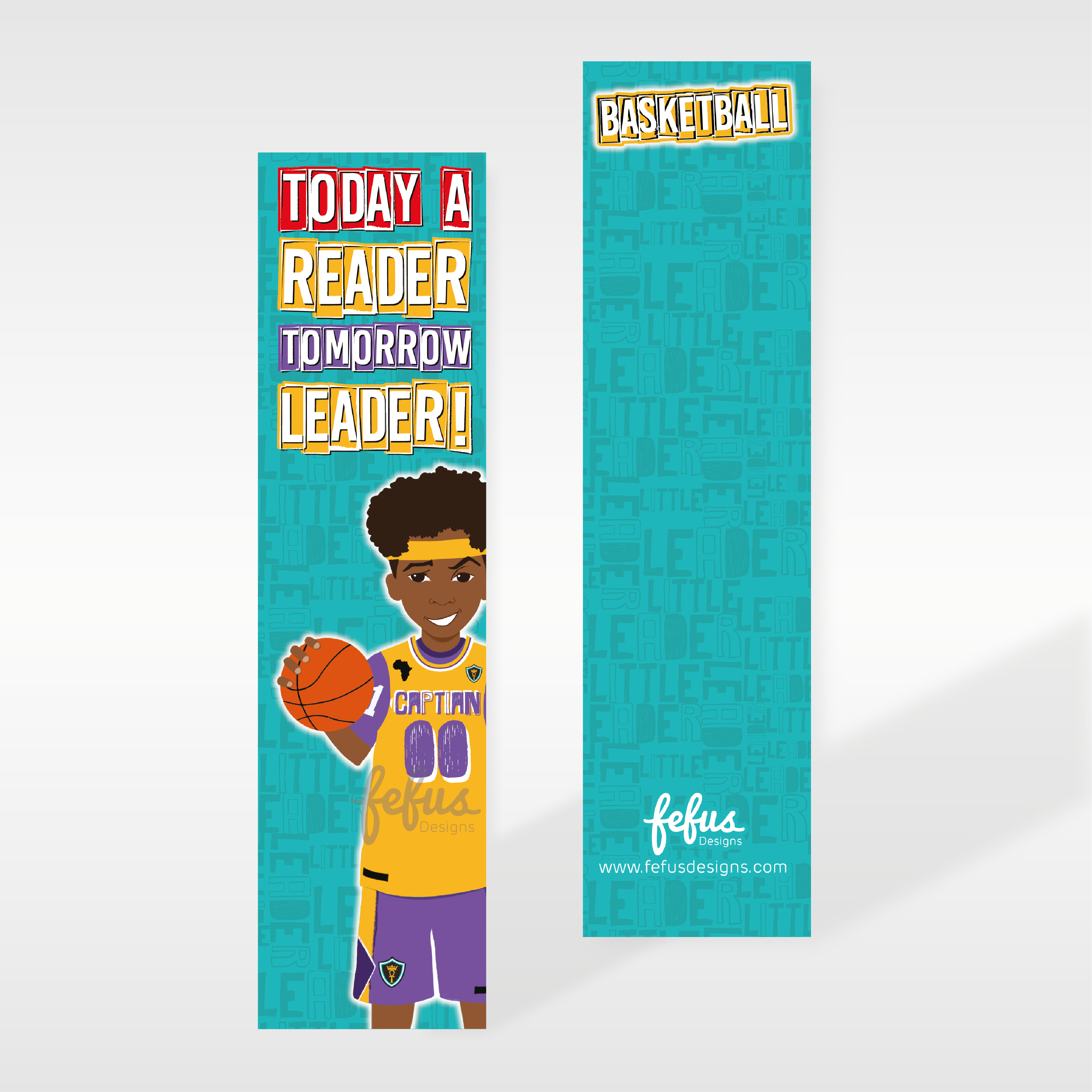 Khaleeq - Basketballer Today A Reader - Black Boys Bookmarks | Fefus designs