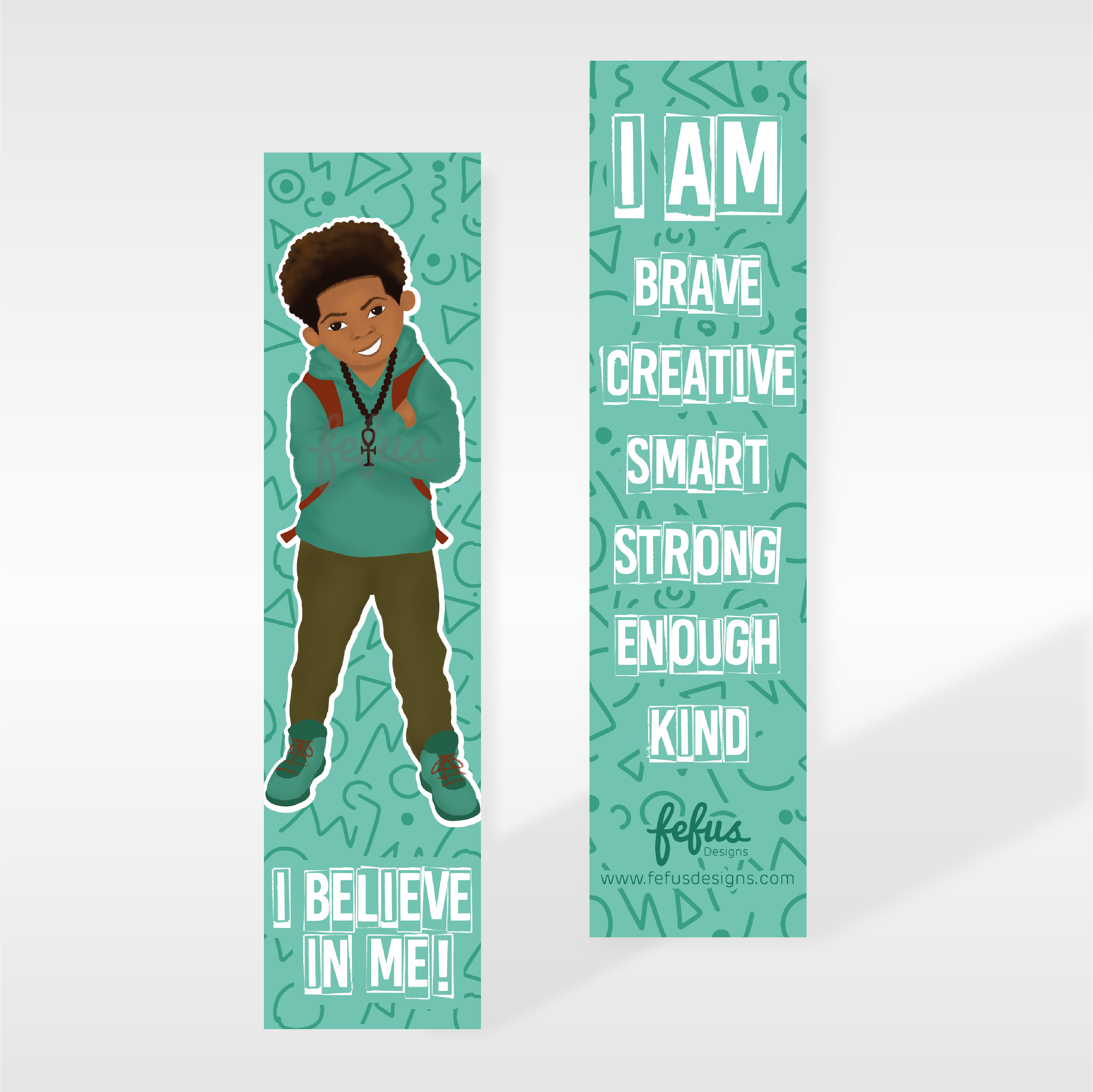 Niles - Boys I Believe in me - Mixed Race kids Bookmarks | Fefus designs