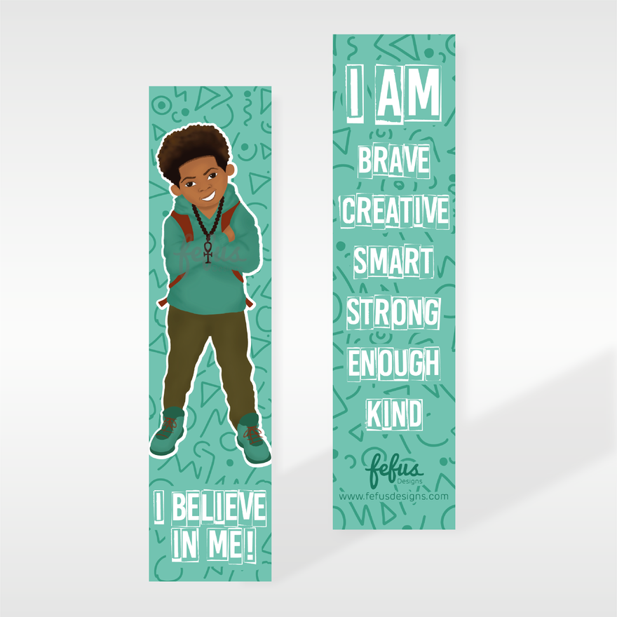 Niles - Boys I Believe in me - Mixed Race kids Bookmarks | Fefus designs