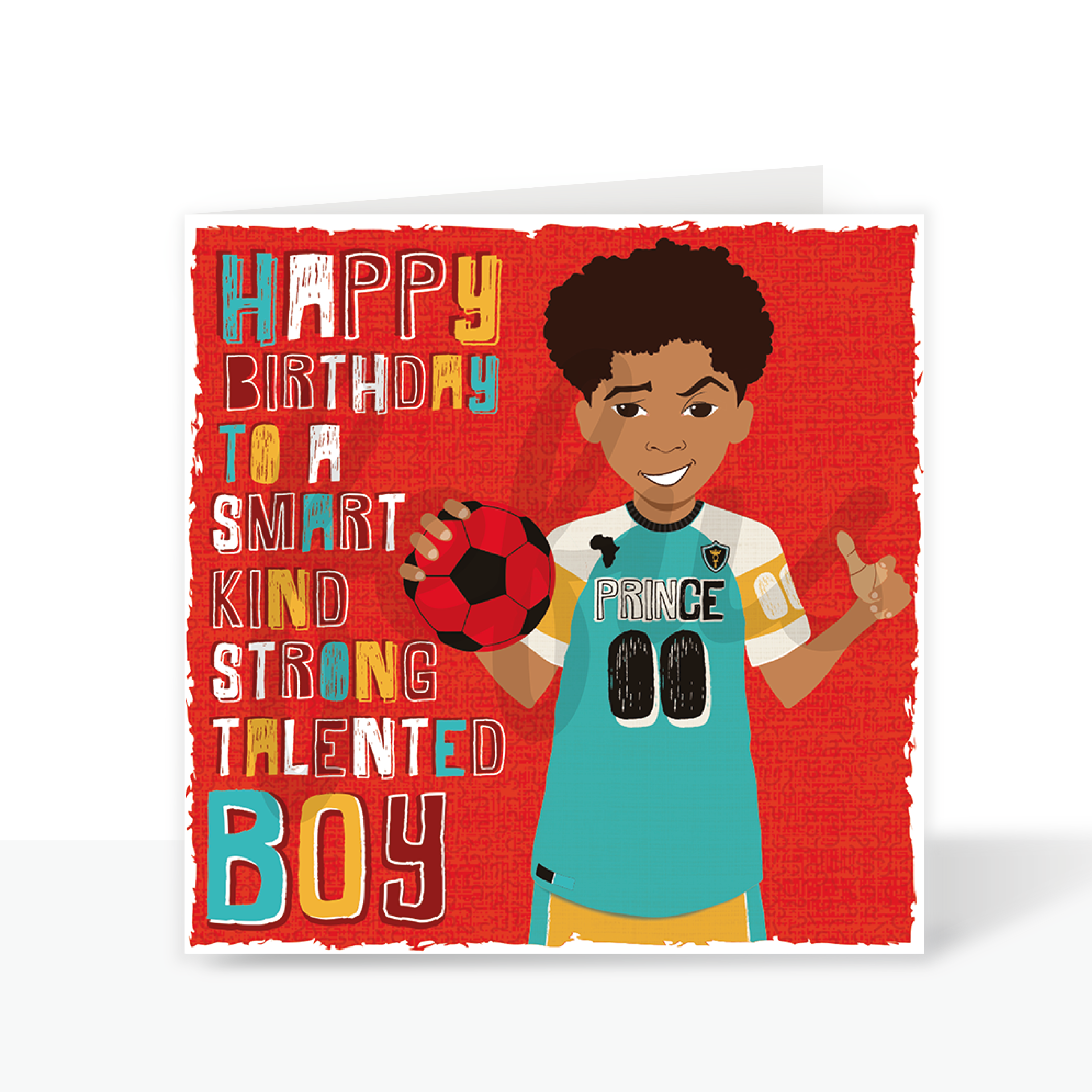 Kamil - Football - Mixed Race Birthday Card | Fefus designs