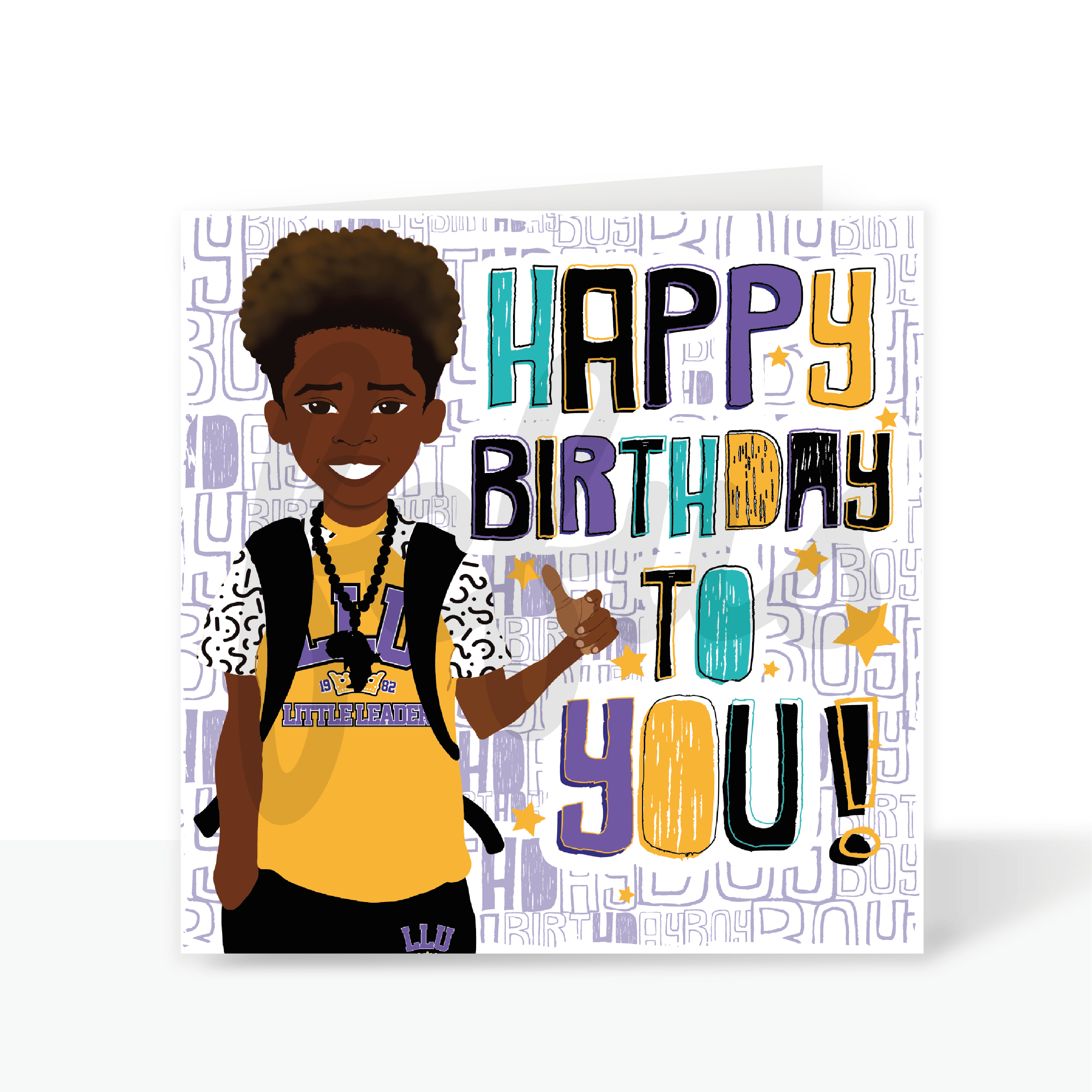 Jamir - Boys Happy Bday To You! - Black Boys Birthday Card | Fefus designs
