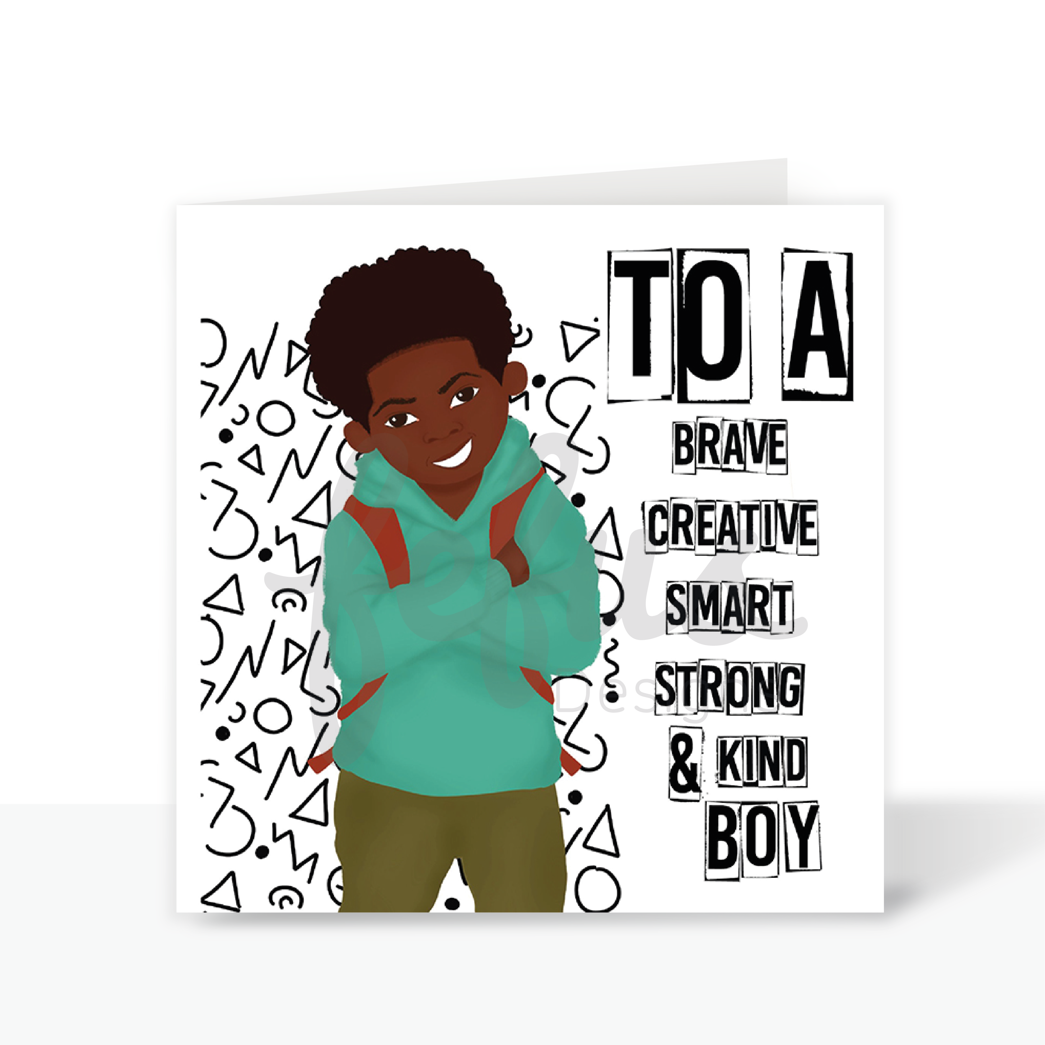 Jamal - TO A.... BOY - Black Childrens Greetings Card | Fefus designs