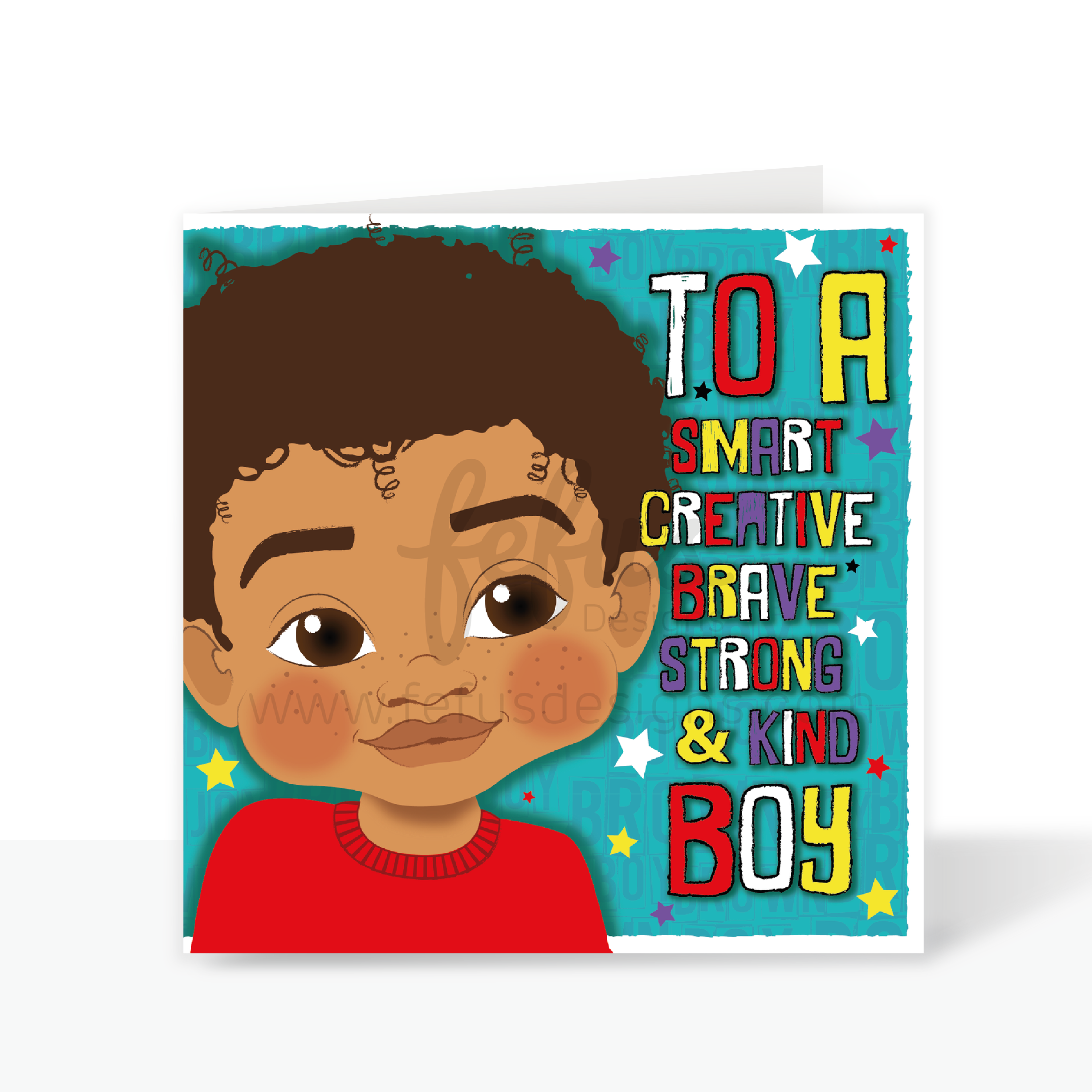 Toddler Brown Boy Affirmation Birthday Card | Fefus designs