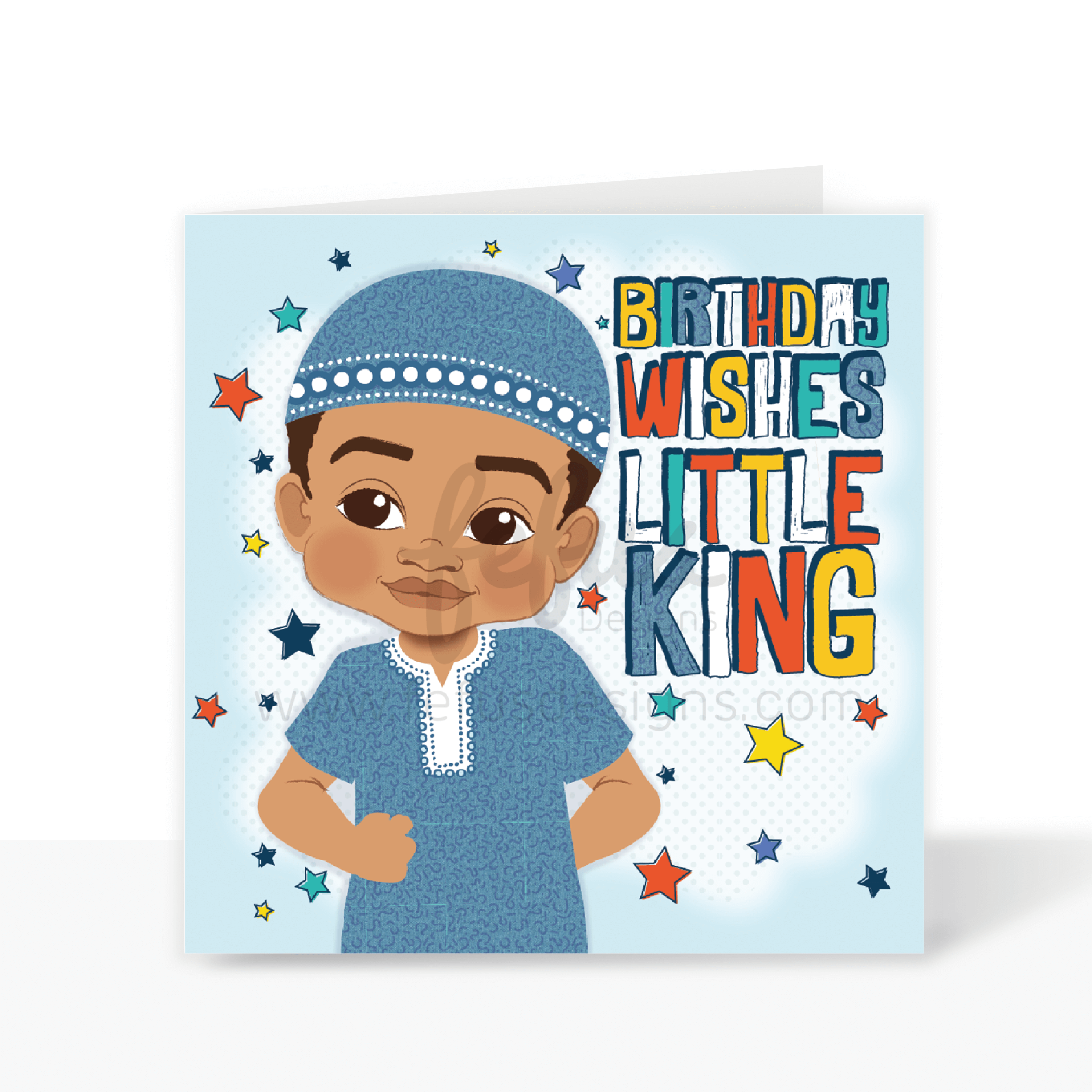 Muslim Mixed Race King - Black Boys Birthday Card | Fefus designs