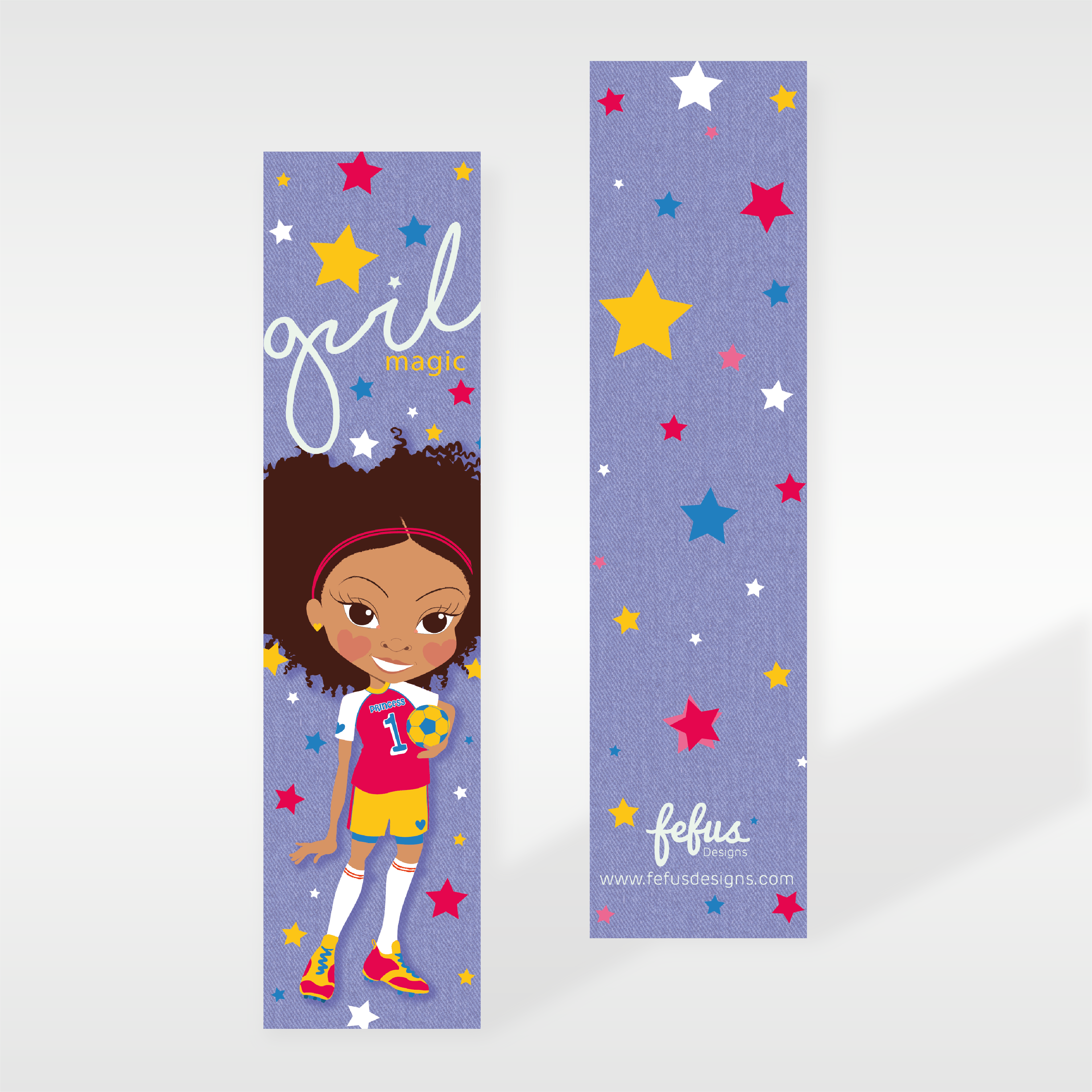 Amali - Football Girl - Mixed Race kids Bookmarks | Fefus designs