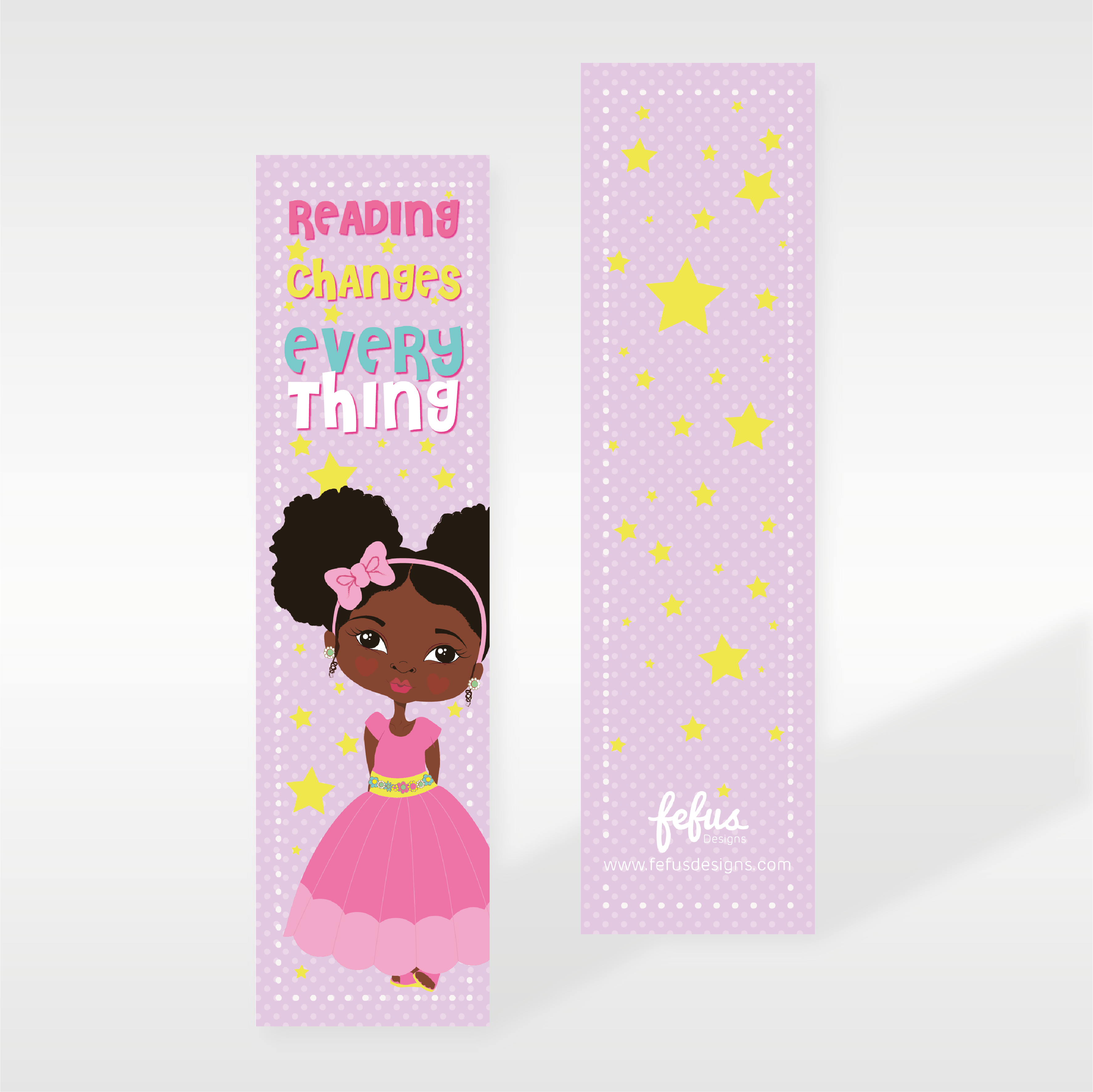 Lilac Reading Changes - Multicultural Kids Bookmarks | Fefus designs