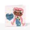 PINKY BRAIDS - Black Childrens Greetings Card | Fefus designs